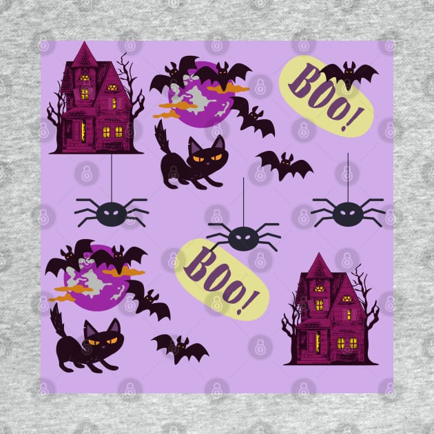 Cute Halloween Themed Pattern Design by AdrianaHolmesArt